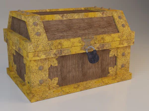 chest treasure wood-metal 3D Model
