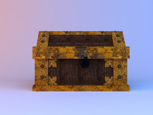 chest treasure wood-metal Modelo 3D