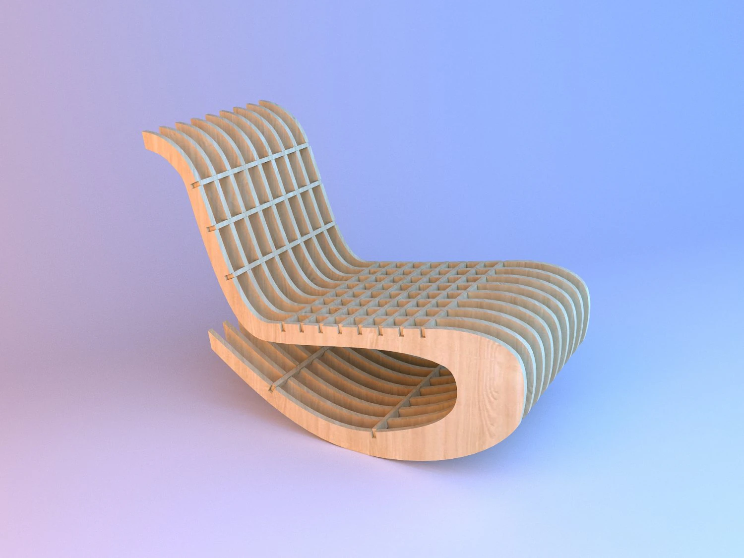 wooden parametric loft chair 3D Model .c4d .max .obj .3ds .fbx .stl .blend