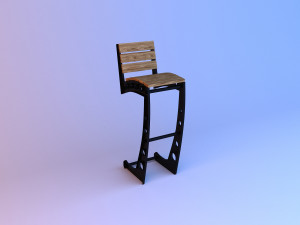 wood-metal bar chair 3D मॉडल