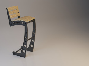wood-metal bar chair Modelo 3D