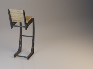 wood-metal bar chair Modelo 3D