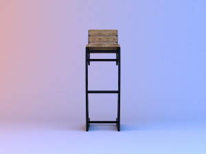 wood-metal bar chair Modelo 3D