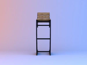 wood-metal bar chair 3D Model