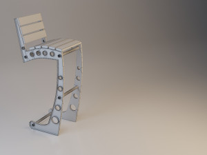wood-metal bar chair Modelo 3D