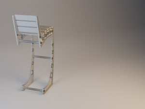 wood-metal bar chair Modelo 3D