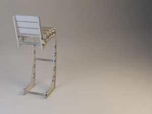 wood-metal bar chair 3D Model