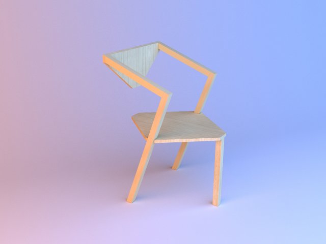 practical wood loft chair Model 3D .c4d .max .obj .3ds .fbx .stl .blend 
