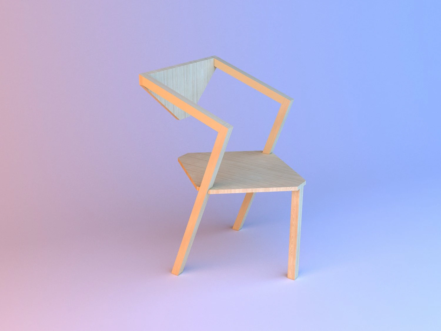 practical wood loft chair 3D Model .c4d .max .obj .3ds .fbx .stl .blend