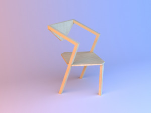 practical wood loft chair 3D Model