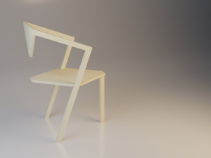 practical wood loft chair Model 3D