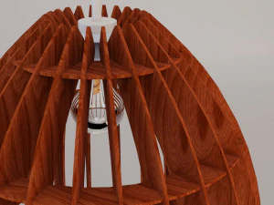 wood art chandelier-lamp 3D Model