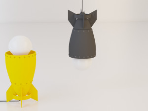 metal bomb lamp-chandelier 3D 模型