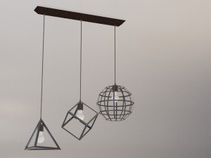 metal loft chandelier-lamp Modello 3D