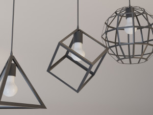 metal loft chandelier-lamp Modello 3D