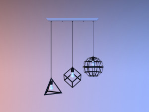 metal loft chandelier-lamp Modello 3D