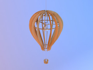 wood balloon chandelier-lamp 3D Model