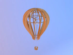 Lampadario-lampadario a palloncino in legno Modello 3D