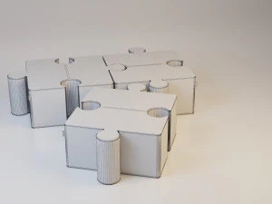 textile modern pouf-sofa 3D Model