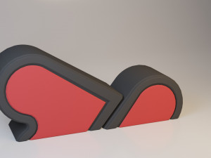 modern leather pouf heart-sofa Model 3D