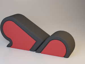 modern leather pouf heart-sofa Model 3D
