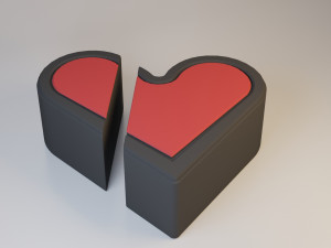 modern leather pouf heart-sofa Model 3D