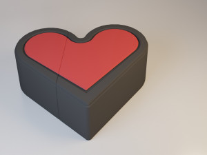 modern leather pouf heart-sofa Model 3D