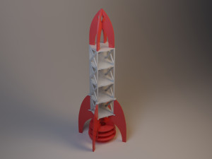 retro rocket ship cupboard 3D Model