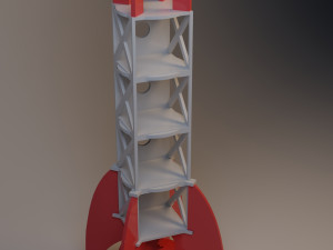 retro rocket ship cupboard 3D Model