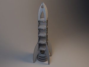 retro rocket ship cupboard 3D Model