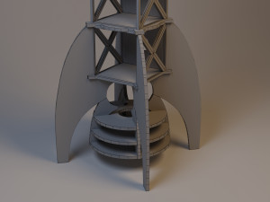 retro rocket ship cupboard 3D Model