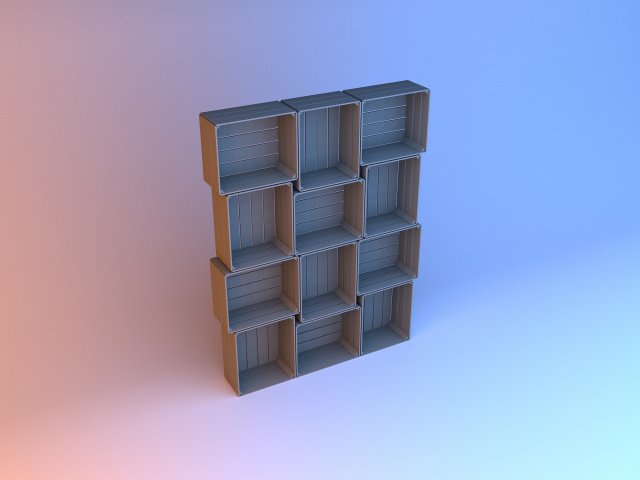 cupboard from wooden drawers Model 3D .c4d .max .obj .3ds .fbx .stl .blend 
