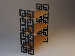 wood metal shelving-cupboard 3D-Modell