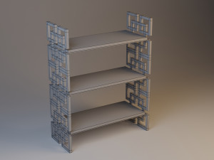 wood metal shelving-cupboard 3D-Modell