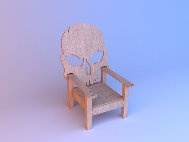 skull wood chair 3D मॉडल .c4d .max .obj .3ds .fbx .stl .blend 