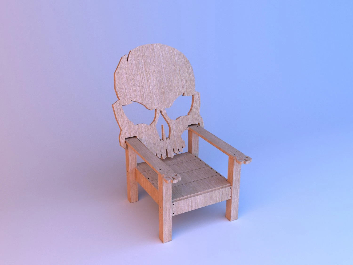 skull wood chair 3D Model .c4d .max .obj .3ds .fbx .stl .blend