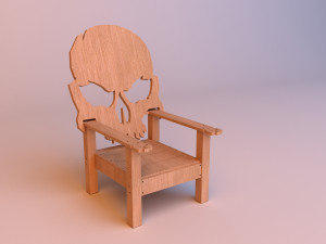 skull wood chair 3D मॉडल