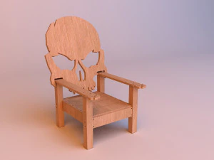 skull wood chair 3D Model