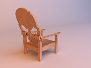 skull wood chair 3D मॉडल
