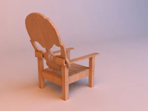 skull wood chair 3D Model