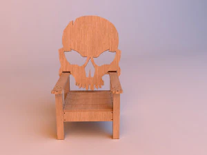 skull wood chair 3D Model