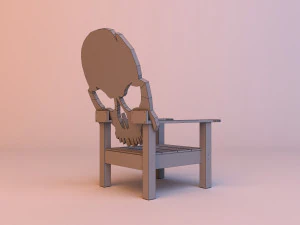 skull wood chair 3D Model