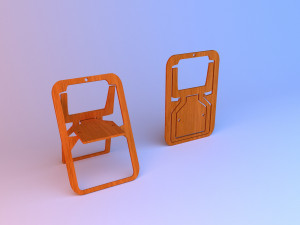 flat folding chair loft retro 3D 模型