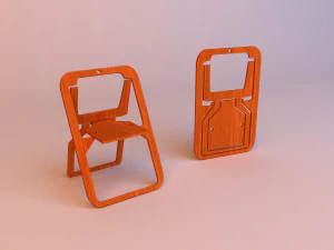 flat folding chair loft retro 3D Model