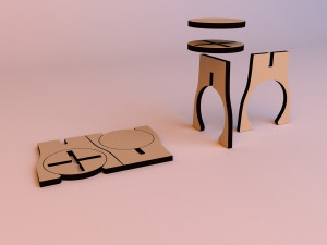3d puzzle chair wood 3D Model