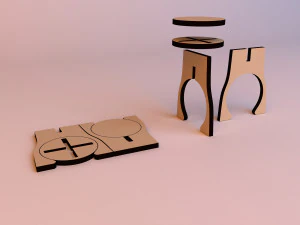 3d puzzle chair wood 3D Model