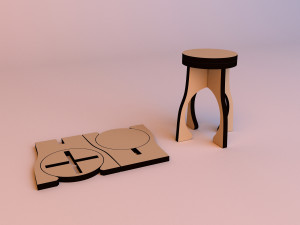 3d puzzle chair wood 3D Model