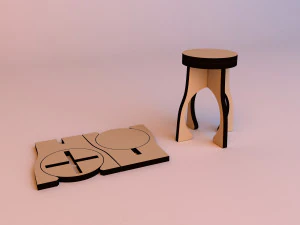 3d puzzle chair wood 3D Model