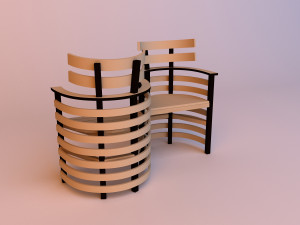 garden wood chair 3D Model