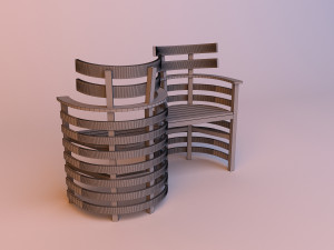 garden wood chair 3D Model